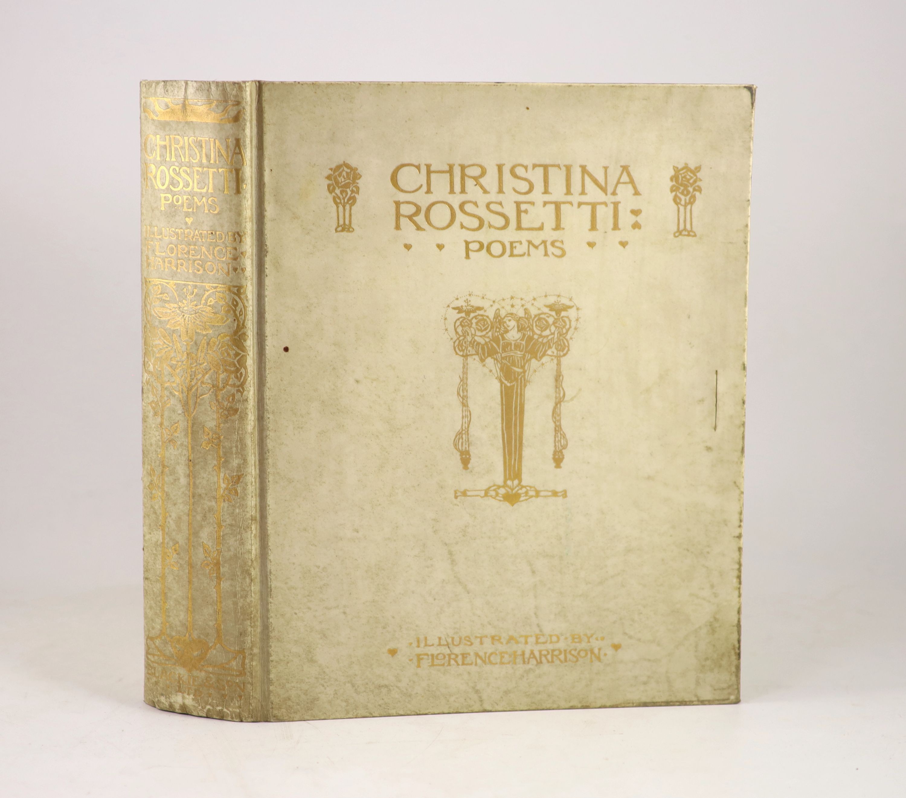 Rossetti, Christina Georgina - Poems, one of 350, illustrated and signed by Florence Harrison, introduction by Alice Meynell, 4to, original vellum gilt, with 35 (of36) tipped-in colour plates and 34 black and white plate